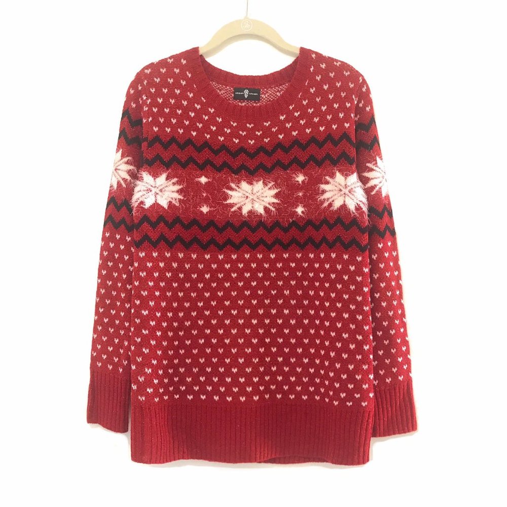 Ski Sweater with Red White Snowflake Pattern NWOT - Size S